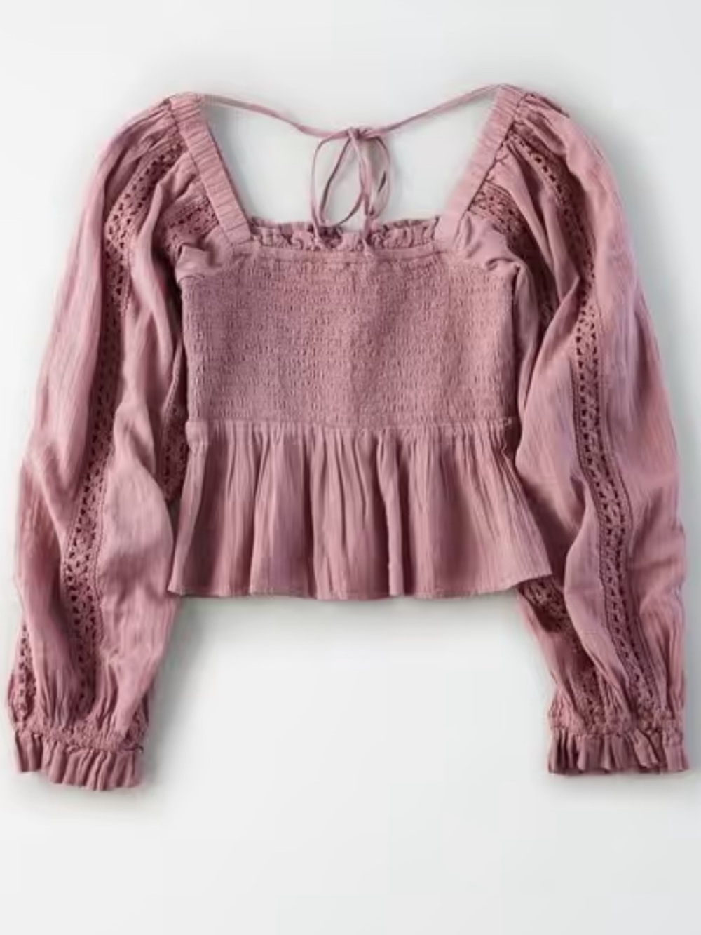 American Eagle Outfitters Mauve Pink Smocked Peplum Blouse